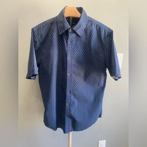 Kenneth Cole Navy Polka Dot Button Down Shirt